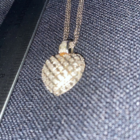 Stunning 925 silver heart-sparkling pendant-Beautiful!! 17” - Picture 7 of 9